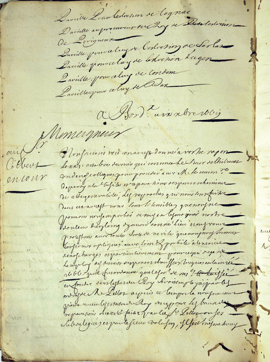 Justification du Bureau auprès de Colbert, 1669 