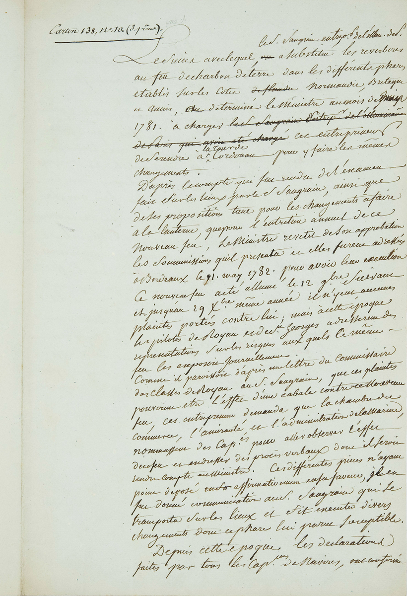 Notification royale, juin 1781