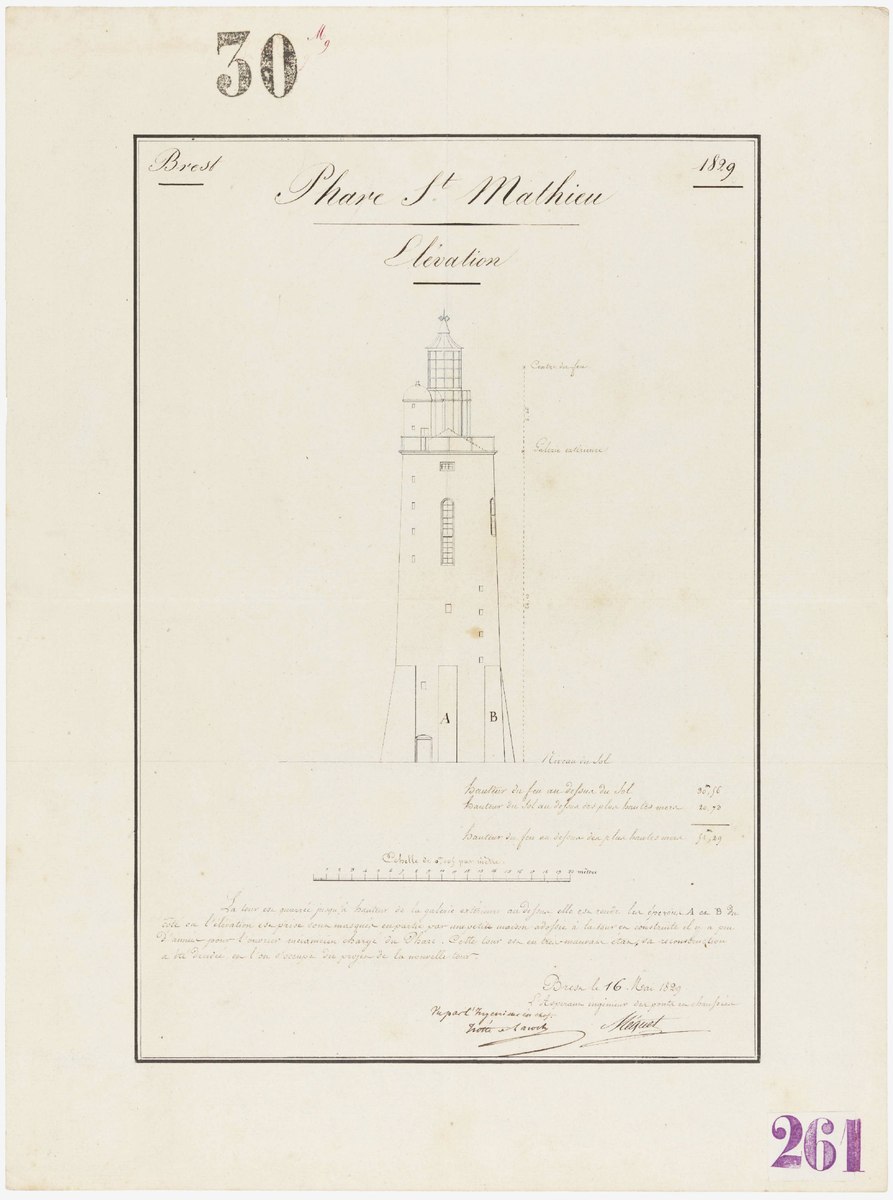 Projet pour le phare de Saint-Mathieu, 1829