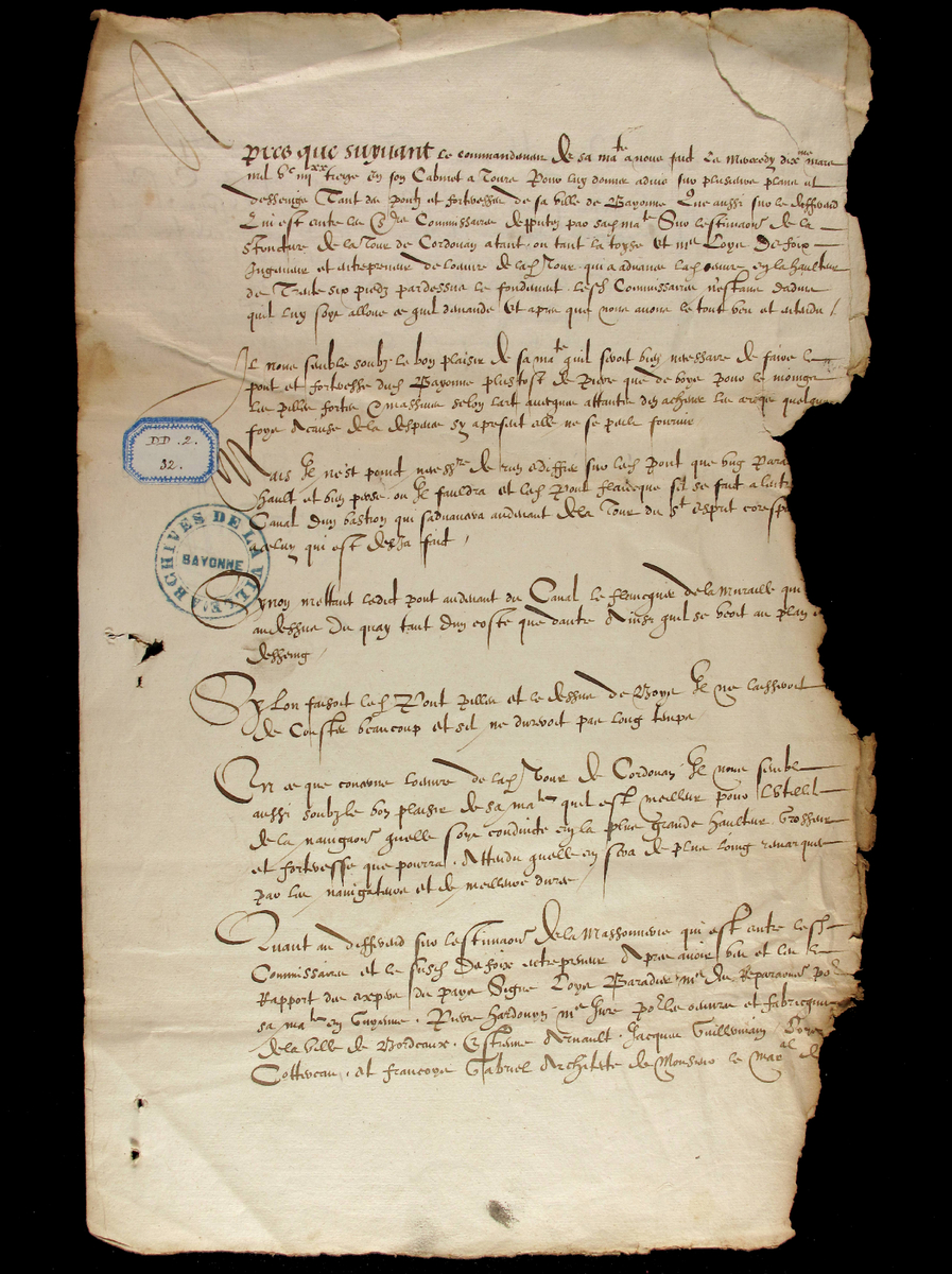 Manuscrit citant Cordouan, 1593 ?