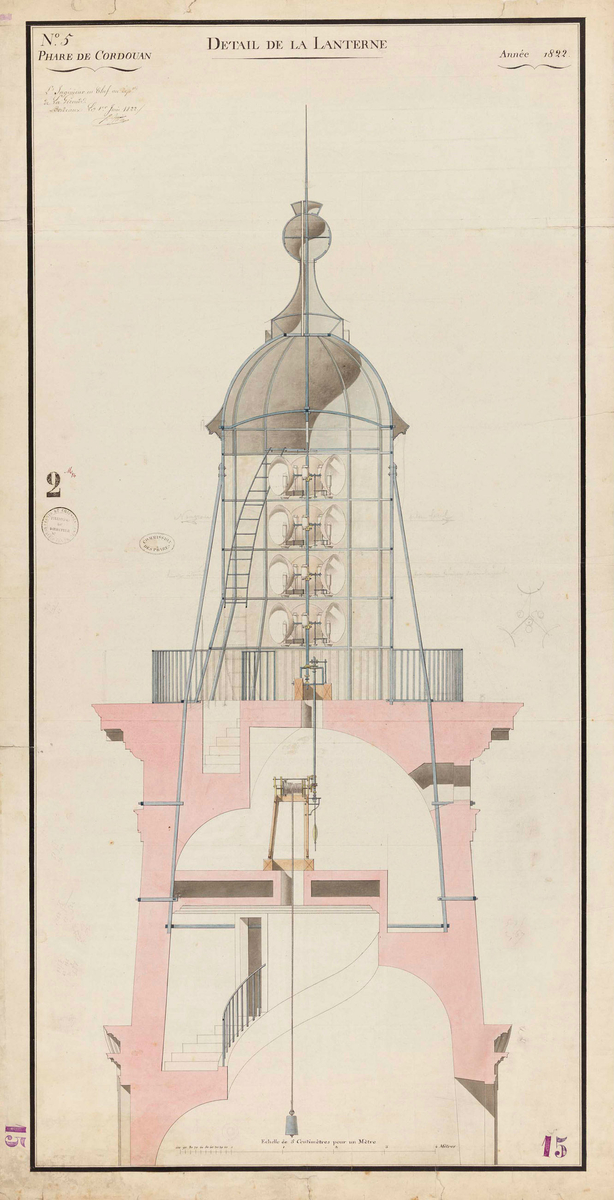 Dessin des feux à réverbères, 1822