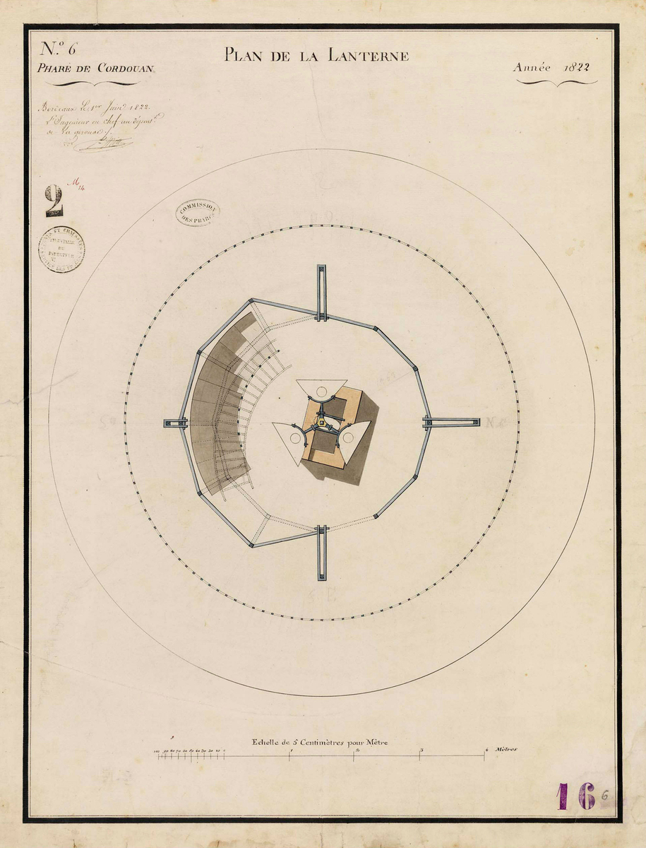 Plan de la lanterne de Cordouan, 1822