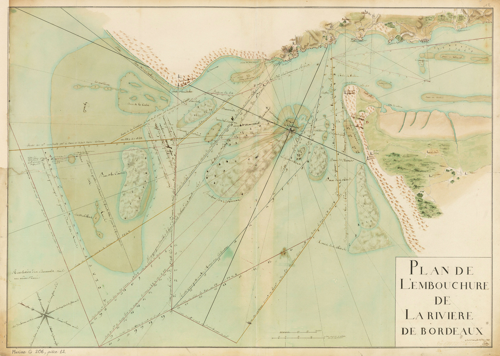 Plan de l'embouchure de la rivière de Bordeaux, 1787